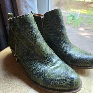 Lucky Brand Green Snakeskin Pattern Bootie Size 8